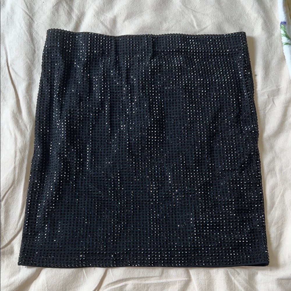 Black Sequin Mini Pencil Skirt